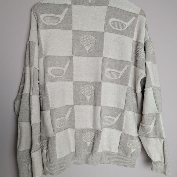 Vintage Golf Theme Knit Crewneck Sweater, Men's Cream, Tosani Canada, Size Mediu - Picture 6 of 7